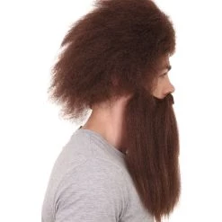HPO Caveman Mens Wig And Beard Set Collection | Stone Age Cosplay Halloween Wig | Premium Breathable Capless Cap
