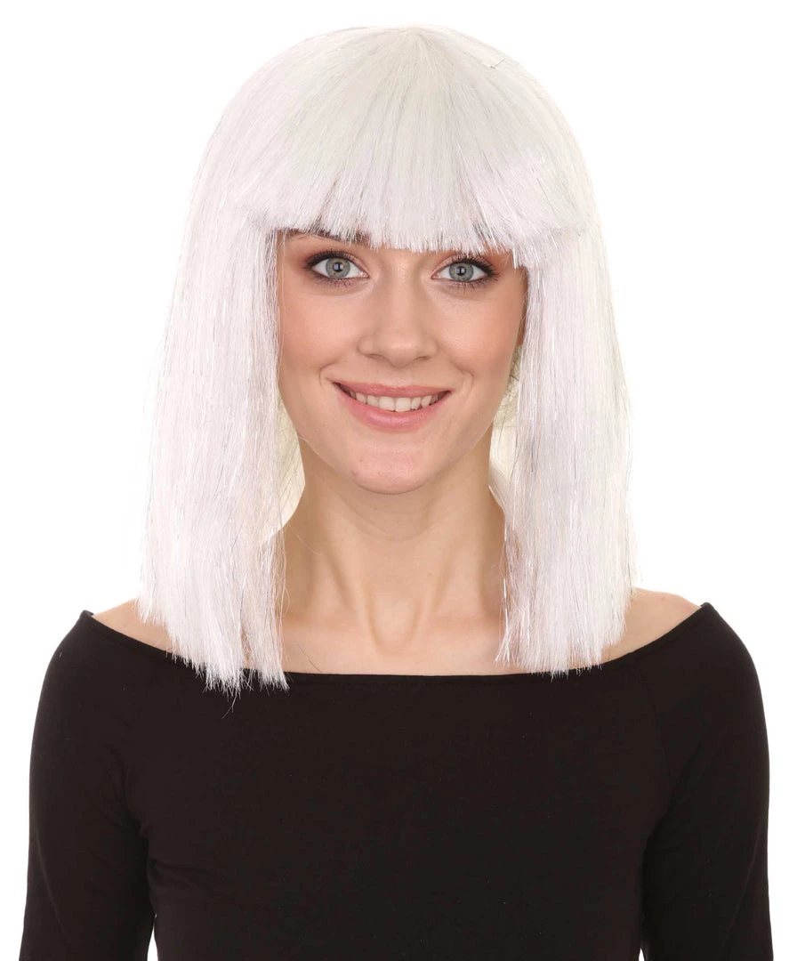HPO Men's White Witch Adult Womens Wig | Horror Character Cosplay Halloween Wig | Premium Breathable Capless Cap