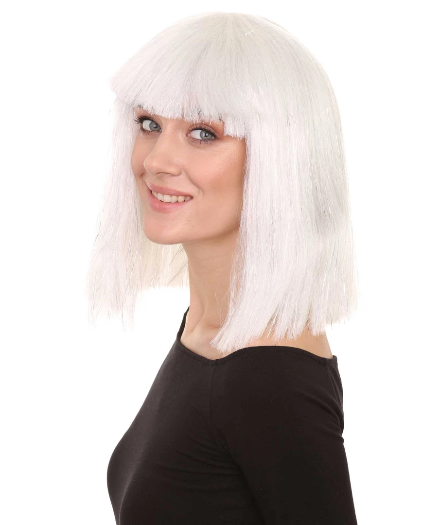 HPO Men's White Witch Adult Womens Wig | Horror Character Cosplay Halloween Wig | Premium Breathable Capless Cap