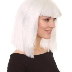 HPO Men's White Witch Adult Womens Wig | Horror Character Cosplay Halloween Wig | Premium Breathable Capless Cap