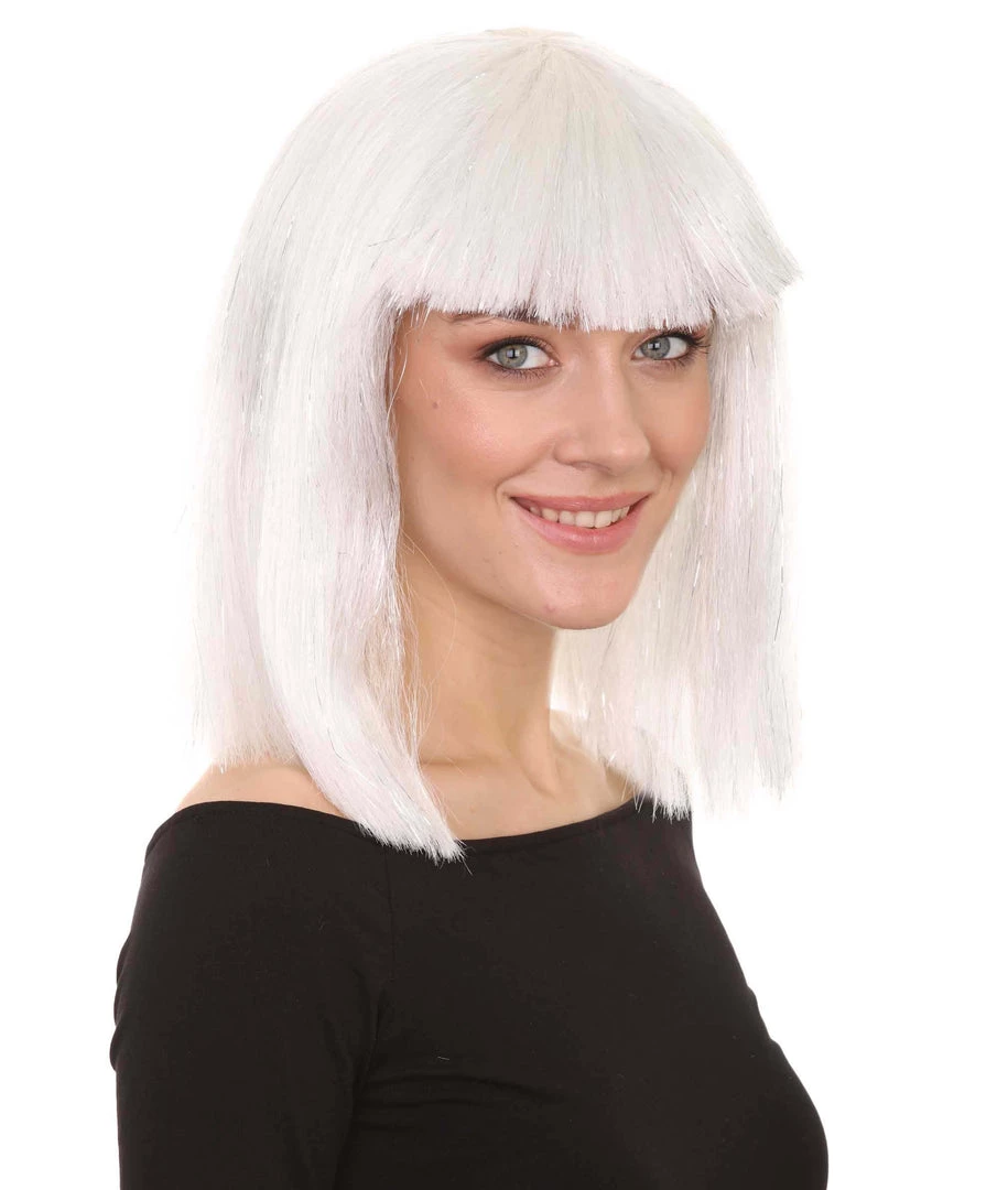 HPO Men's White Witch Adult Womens Wig | Horror Character Cosplay Halloween Wig | Premium Breathable Capless Cap