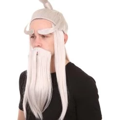 HPO Martial Arts Master Mens Wig Beard Eyebrow Set | Asian Wig | Premium Breathable Capless Cap