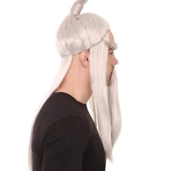 HPO Martial Arts Master Mens Wig Beard Eyebrow Set | Asian Wig | Premium Breathable Capless Cap