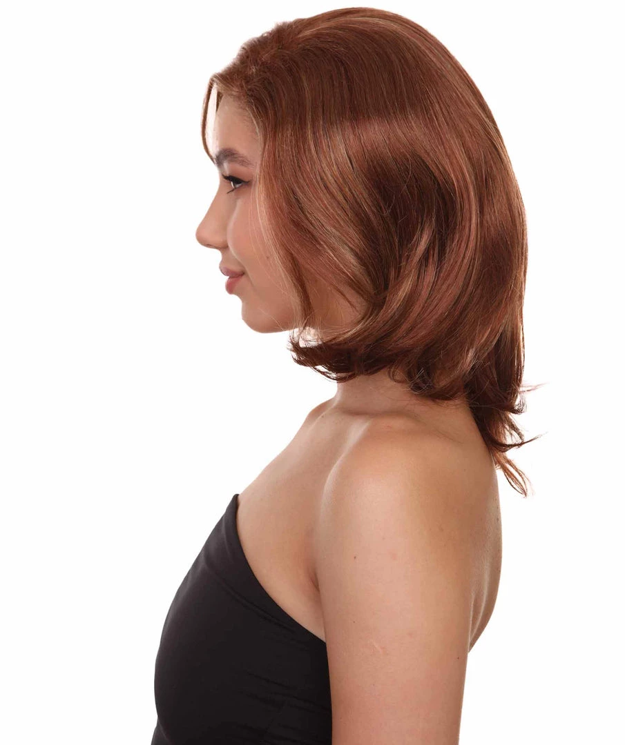 HPO Natural Brown Womens Wig | TV/Movie Short Brown Fancy Cosplay Halloween Wig | Premium Breathable Capless Cap