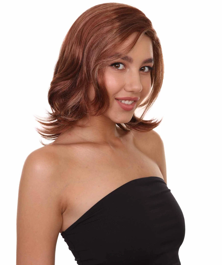 HPO Natural Brown Womens Wig | TV/Movie Short Brown Fancy Cosplay Halloween Wig | Premium Breathable Capless Cap