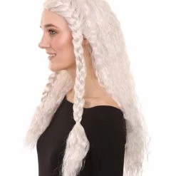 HPO Viking Princess Womens Wig | White Royal Character Cosplay Halloween Wig | Premium Breathable Capless Cap