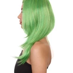 HPO Clown Girl Green Long Wig | Character Cosplay Halloween Wig | Premium Breathable Capless Cap Women's
