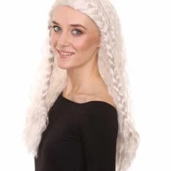 HPO Viking Princess Womens Wig | White Royal Character Cosplay Halloween Wig | Premium Breathable Capless Cap