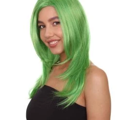 HPO Clown Girl Green Long Wig | Character Cosplay Halloween Wig | Premium Breathable Capless Cap Women's