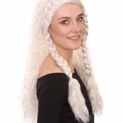 HPO Viking Princess Womens Wig | White Royal Character Cosplay Halloween Wig | Premium Breathable Capless Cap
