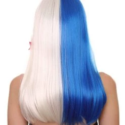 FLAGWIGS Panama Flag Sport Party Long Bob Wig | National Pride White Red Blue Wig | Premium Breathable Capless Cap Women's