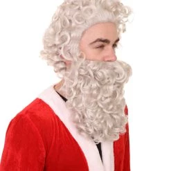 HPO Men's Santa Claus Wig And Beard Set | Curly Wig | Premium Breathable Capless Cap