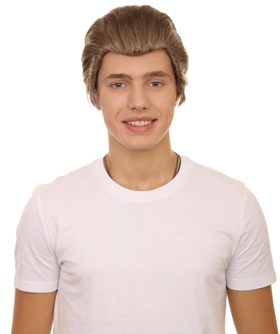 Adult Men's 9" Inch Short Length Straight Halloween Cosplay Hero Of America Costume Grey Wig, Synthetic Soft Fiber Hair | HPO