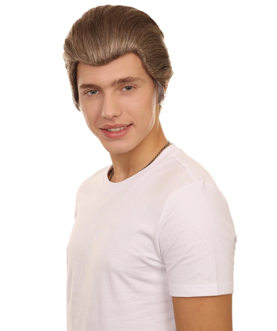 Adult Men's 9" Inch Short Length Straight Halloween Cosplay Hero Of America Costume Grey Wig, Synthetic Soft Fiber Hair | HPO