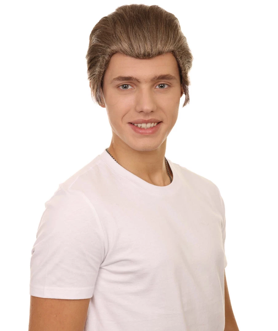 Adult Men's 9" Inch Short Length Straight Halloween Cosplay Hero Of America Costume Grey Wig, Synthetic Soft Fiber Hair | HPO