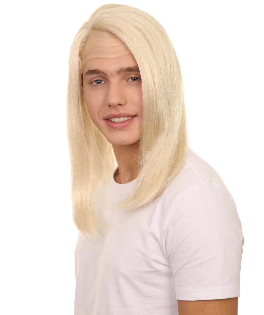 HPO Petty Dark Wizard Dad | Slick Side Parted White Hair With Fake Forehead | Premium Halloween Wig