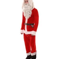 HPO Adult Men's Classic Santa Claus Suit Costume | Red Christmas Costume