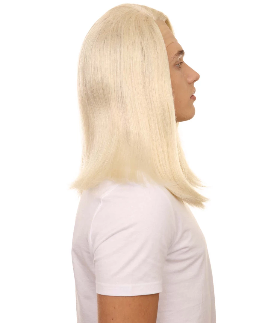 HPO Petty Dark Wizard Dad | Slick Side Parted White Hair With Fake Forehead | Premium Halloween Wig