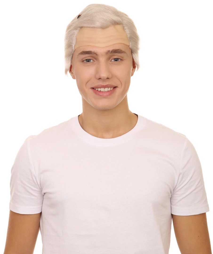 Adult Men's 8" Inch Short Length Halloween Cosplay Vice President Mike Pence With Fly Bald Cap White Wig, Synthetic Soft Fiber Hair, Perfect For Your Next Festival And Group Anime Party! | HPO