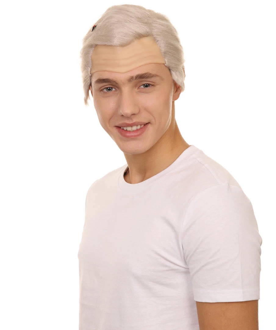 Adult Men's 8" Inch Short Length Halloween Cosplay Vice President Mike Pence With Fly Bald Cap White Wig, Synthetic Soft Fiber Hair, Perfect For Your Next Festival And Group Anime Party! | HPO