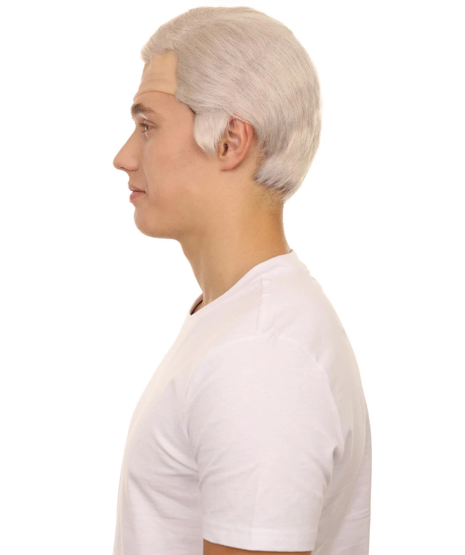 Adult Men's 8" Inch Short Length Halloween Cosplay Vice President Mike Pence With Fly Bald Cap White Wig, Synthetic Soft Fiber Hair, Perfect For Your Next Festival And Group Anime Party! | HPO