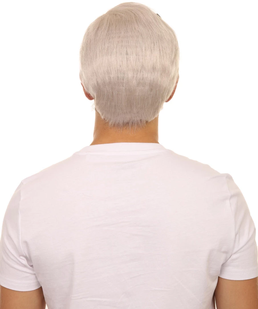 Adult Men's 8" Inch Short Length Halloween Cosplay Vice President Mike Pence With Fly Bald Cap White Wig, Synthetic Soft Fiber Hair, Perfect For Your Next Festival And Group Anime Party! | HPO