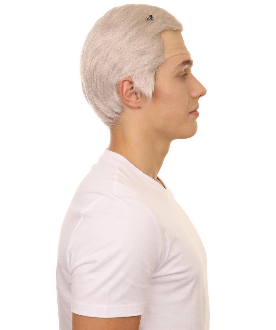 Adult Men's 8" Inch Short Length Halloween Cosplay Vice President Mike Pence With Fly Bald Cap White Wig, Synthetic Soft Fiber Hair, Perfect For Your Next Festival And Group Anime Party! | HPO