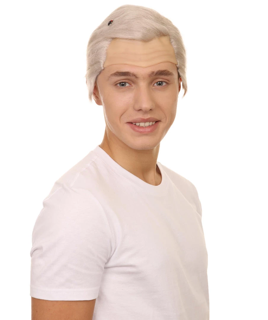 Adult Men's 8" Inch Short Length Halloween Cosplay Vice President Mike Pence With Fly Bald Cap White Wig, Synthetic Soft Fiber Hair, Perfect For Your Next Festival And Group Anime Party! | HPO