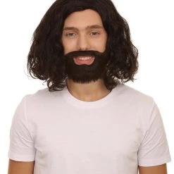 Adult Men's Medium Length Curly Halloween Cosplay Party Sophisticated Scholar Gentleman Knight Costume Wig, Synthetic Fiber Soft Hair, | HPO