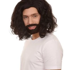 Adult Men's Medium Length Curly Halloween Cosplay Party Sophisticated Scholar Gentleman Knight Costume Wig, Synthetic Fiber Soft Hair, | HPO