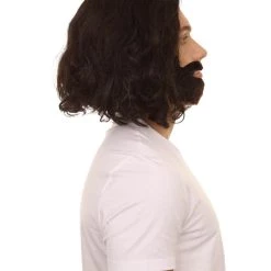 Adult Men's Medium Length Curly Halloween Cosplay Party Sophisticated Scholar Gentleman Knight Costume Wig, Synthetic Fiber Soft Hair, | HPO