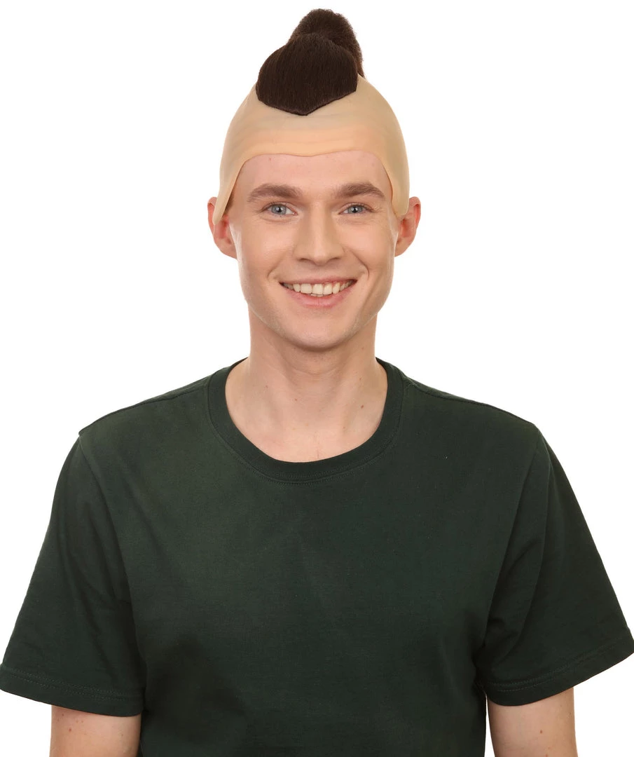 Adult Men's 8.5" Inch Short Length Animated Halloween Cosplay Water Tribe Warrior Bald Cap Brown Wig, Synthetic Soft Fiber Hair, Perfect For Your Next Festival And Group Anime Party! | HPO