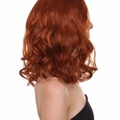 HPO Wavy Auburn Womens Wig | Sexy Cosplay Party Halloween Wig | Premium Breathable Capless Cap