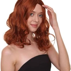HPO Wavy Auburn Womens Wig | Sexy Cosplay Party Halloween Wig | Premium Breathable Capless Cap