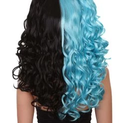 HPO Men's Dolly Womens Wig | Blue And Black Wig | Premium Breathable Capless Cap