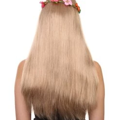 HPO Queen Of Cats | Blonde Hippy Wig With Flower Crown | Premium Halloween Wig