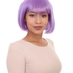 HPO Womens Purple Witch Bob Wig | Party Ready Fancy Cosplay Halloween Wig | Premium Breathable Capless Cap Men's