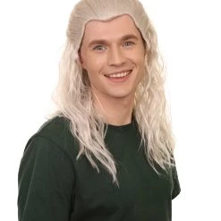 HPO Warlock Wig | Slicked Back White Witch Hunter | Premium Halloween Wig