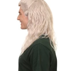 HPO Warlock Wig | Slicked Back White Witch Hunter | Premium Halloween Wig