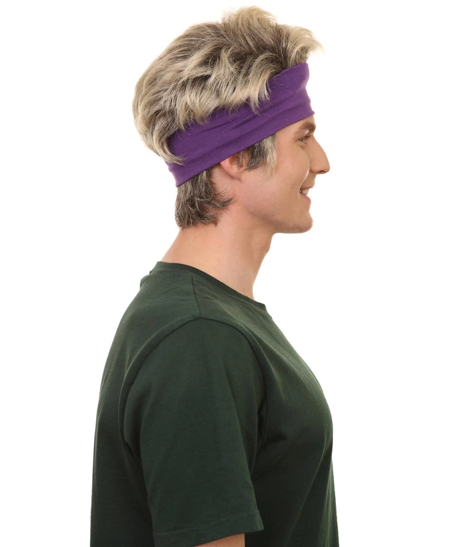 Adult Men's 11" Inch Medium Length Halloween Kung Fu Cobra Hero Wig With Headband, Synthetic Soft Fiber Hair, Perfect For Your Next Convention And Group Anime Party! | HPO