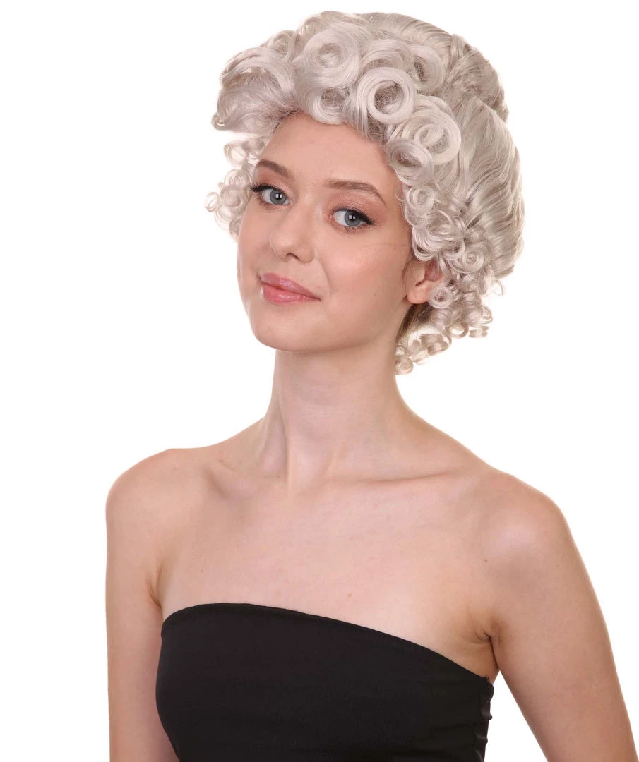 HPO Women's Mrs Claus Womens Wig | TV/Movie Short Blonde Fancy Cosplay Halloween Wig | Premium Breathable Capless Cap