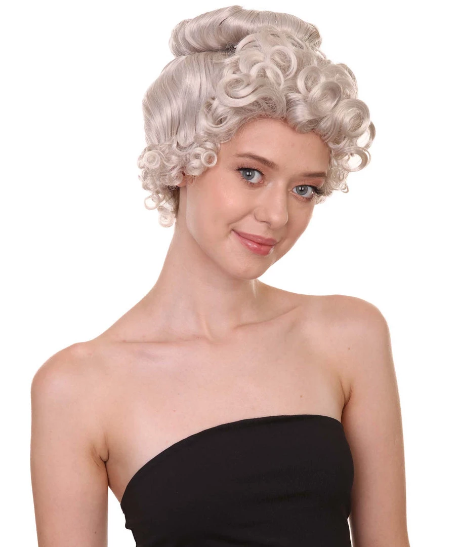 HPO Women's Mrs Claus Womens Wig | TV/Movie Short Blonde Fancy Cosplay Halloween Wig | Premium Breathable Capless Cap