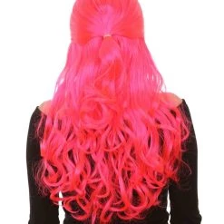 HPO Women Long Curly Deep Pink Wig | Premium Breathable Capless Cap