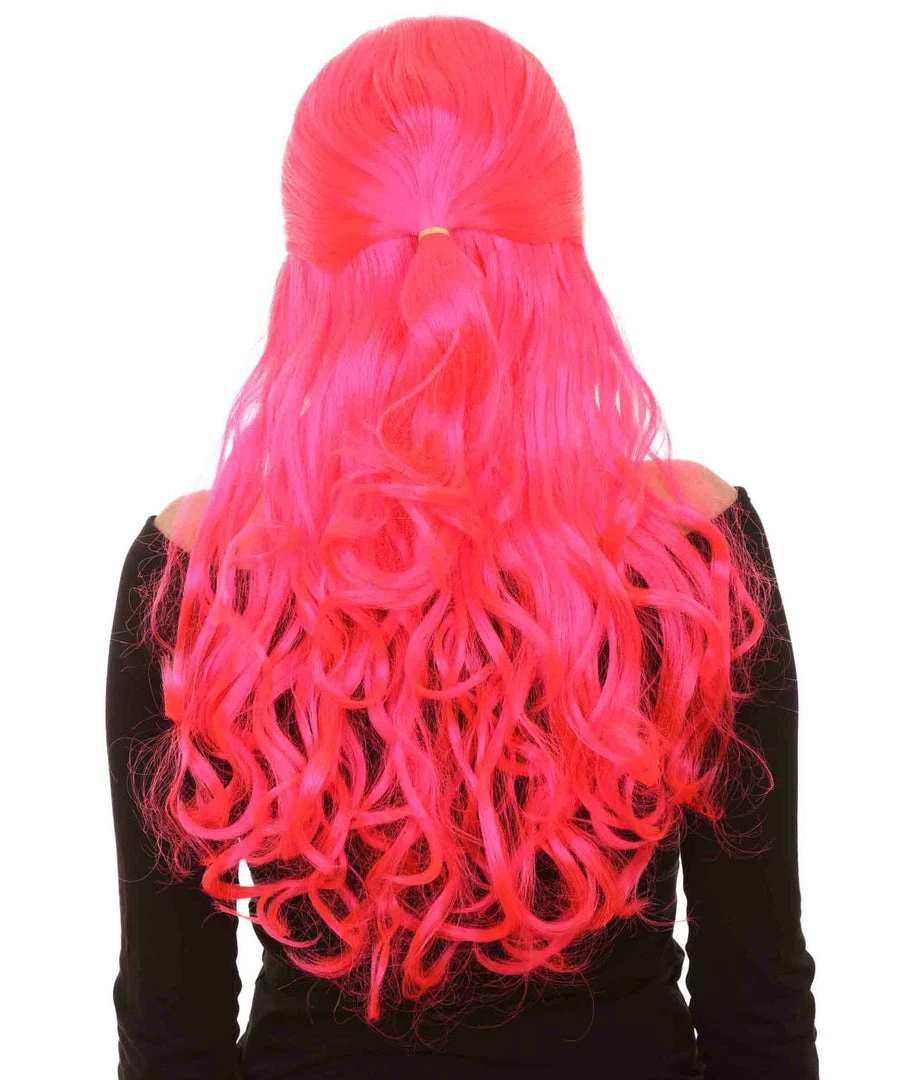 HPO Women Long Curly Deep Pink Wig | Premium Breathable Capless Cap