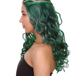 HPO Zombie Womens Wig | Green Sexy Cosplay Party Halloween Wig | Premium Breathable Capless Cap