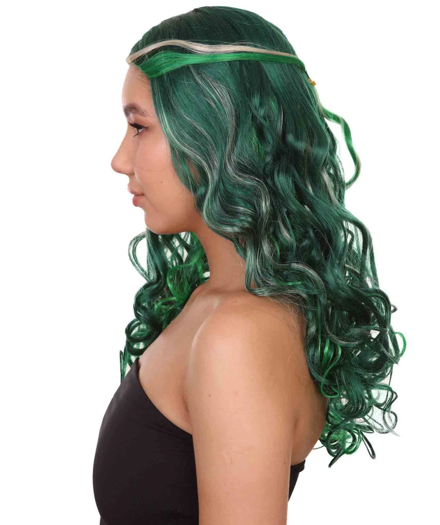 HPO Zombie Womens Wig | Green Sexy Cosplay Party Halloween Wig | Premium Breathable Capless Cap