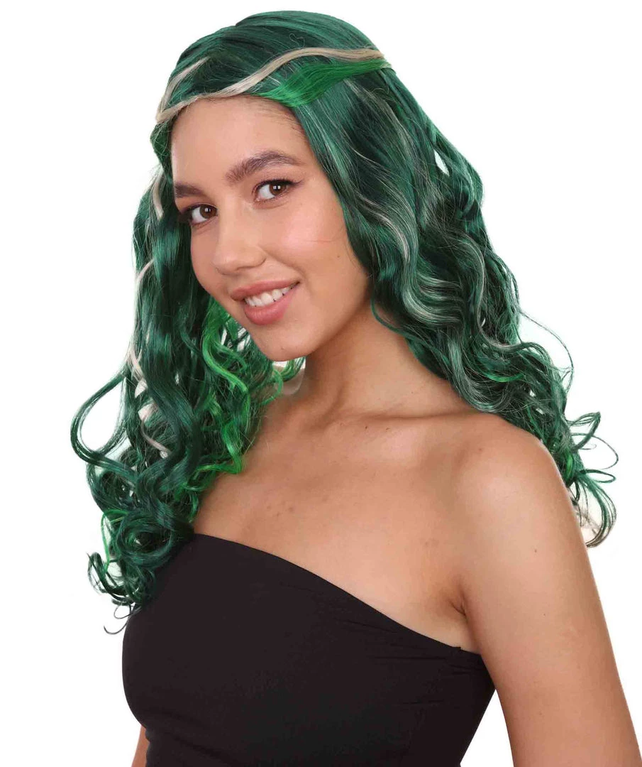 HPO Zombie Womens Wig | Green Sexy Cosplay Party Halloween Wig | Premium Breathable Capless Cap