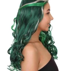 HPO Zombie Womens Wig | Green Sexy Cosplay Party Halloween Wig | Premium Breathable Capless Cap