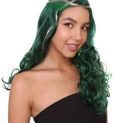 HPO Zombie Womens Wig | Green Sexy Cosplay Party Halloween Wig | Premium Breathable Capless Cap