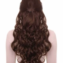 HPO Adults Women's Long Wavy Wigs | Dark Brown Coaplay Wigs | Premium Breathable Capless Cap